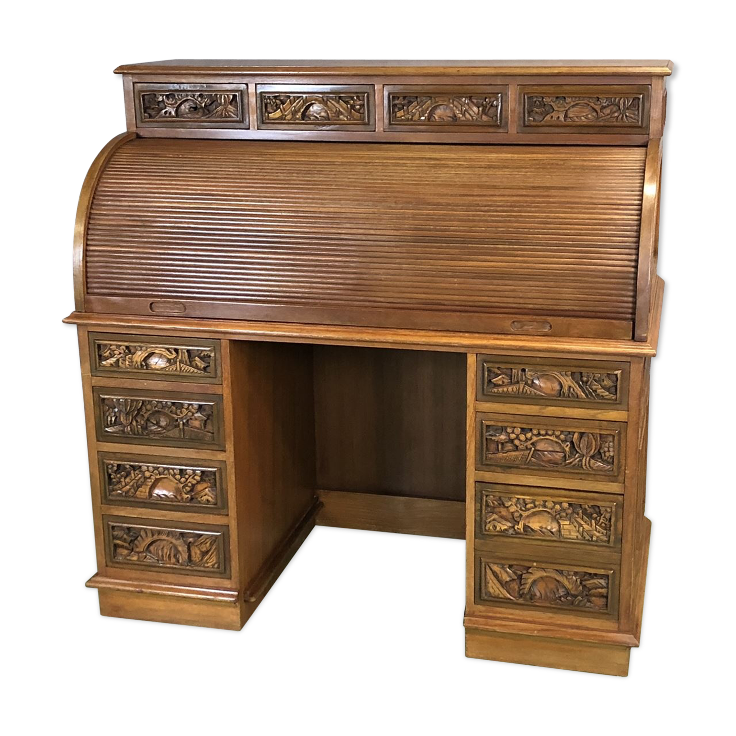 Bureau à cylindre d'inspiration asiatique années 70