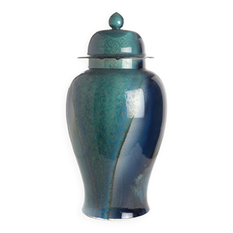 Turquoise blue temple jar