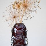 Mid-century modern handmade crystal vase in dark red by Börne Augustsson for Åseda