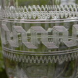 6 old glass glasses engraved glass