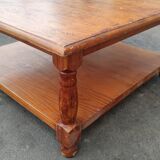 Square coffee table in fir double tray
