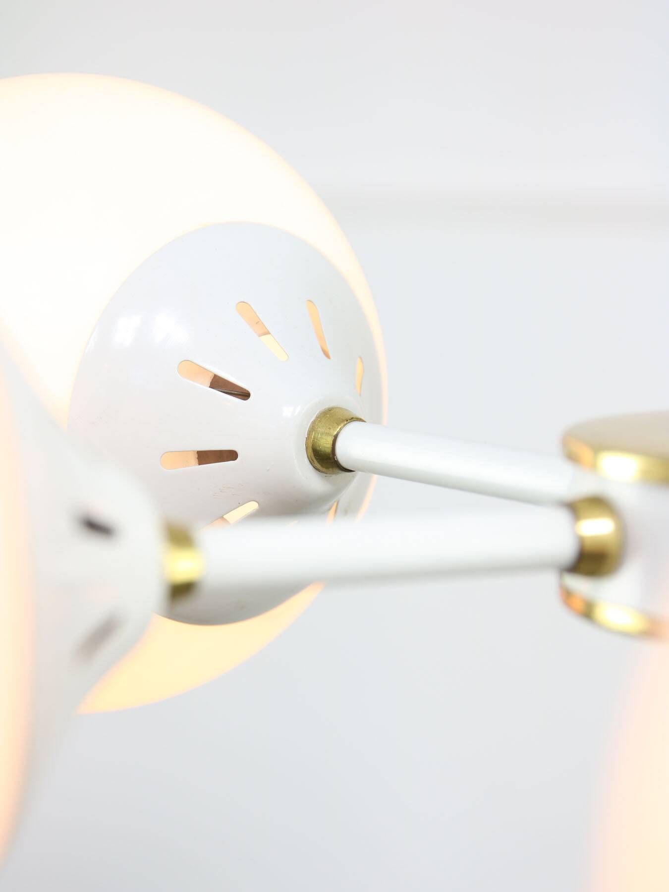 Vintage Italian Brass and Opaline Sputnik Chandelier, 1970s