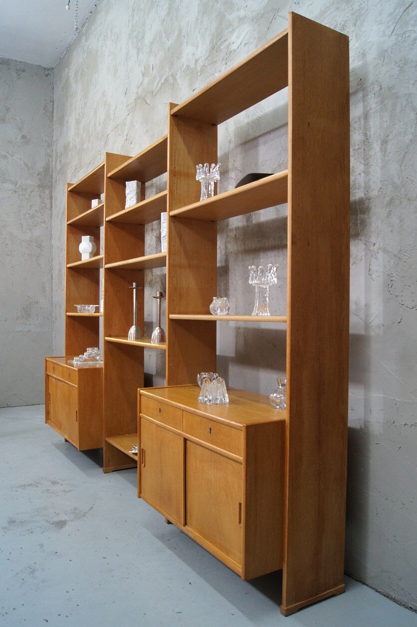 Scandinavian oak modular wall unit, 1960s