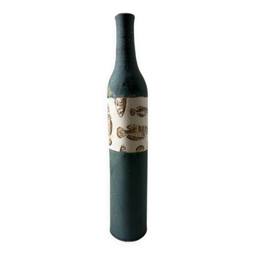 Amelie Panaget Nantes ceramic bottle/vase with fish decoration
