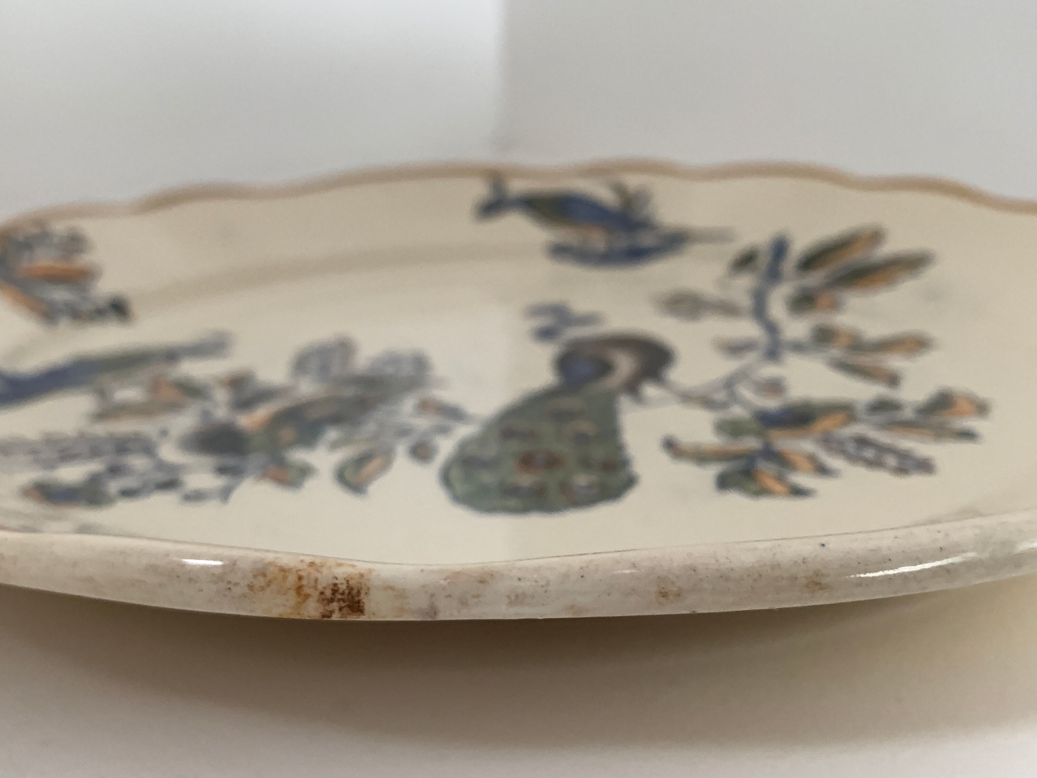 12 art nouveau flat plates from Boch La Louvière, peacock model