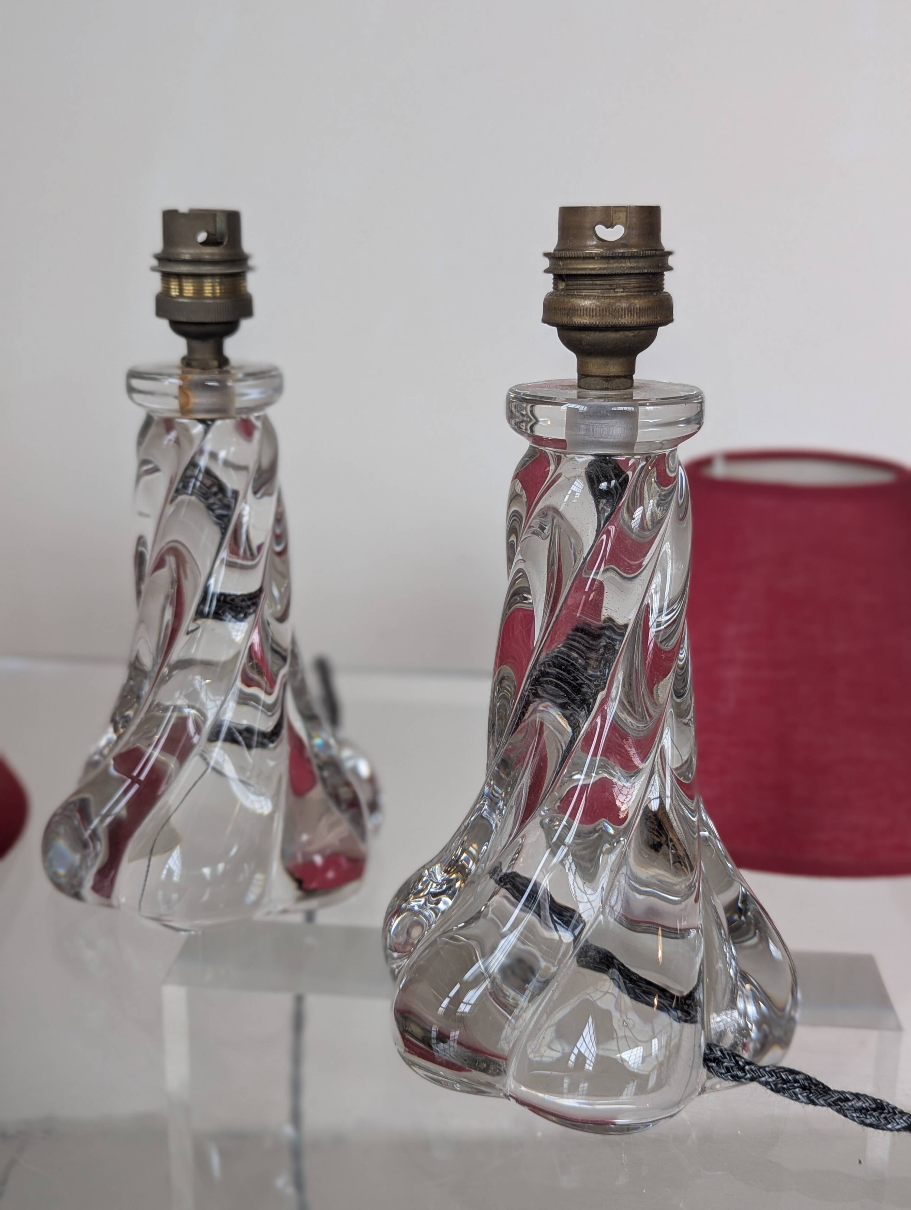 Pair of crystal bedside lamps