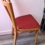 Baumann red faux leather bistro wooden chair