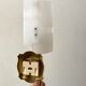 Pair of gold steel wall lamps, plexi and pleated plastic shades 60s-70s