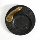 Beautiful, large black granite valet tray featuring a brass peacock, circa