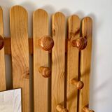 Mirrored coat rack in blond pine from the 70s and 80s