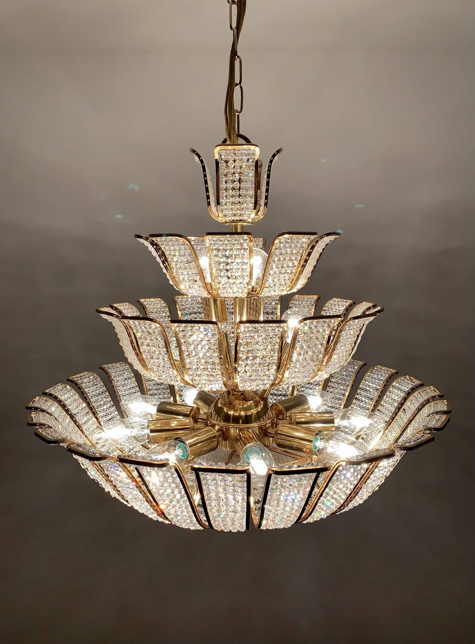 Crystal Glass Chandelier by Palwa