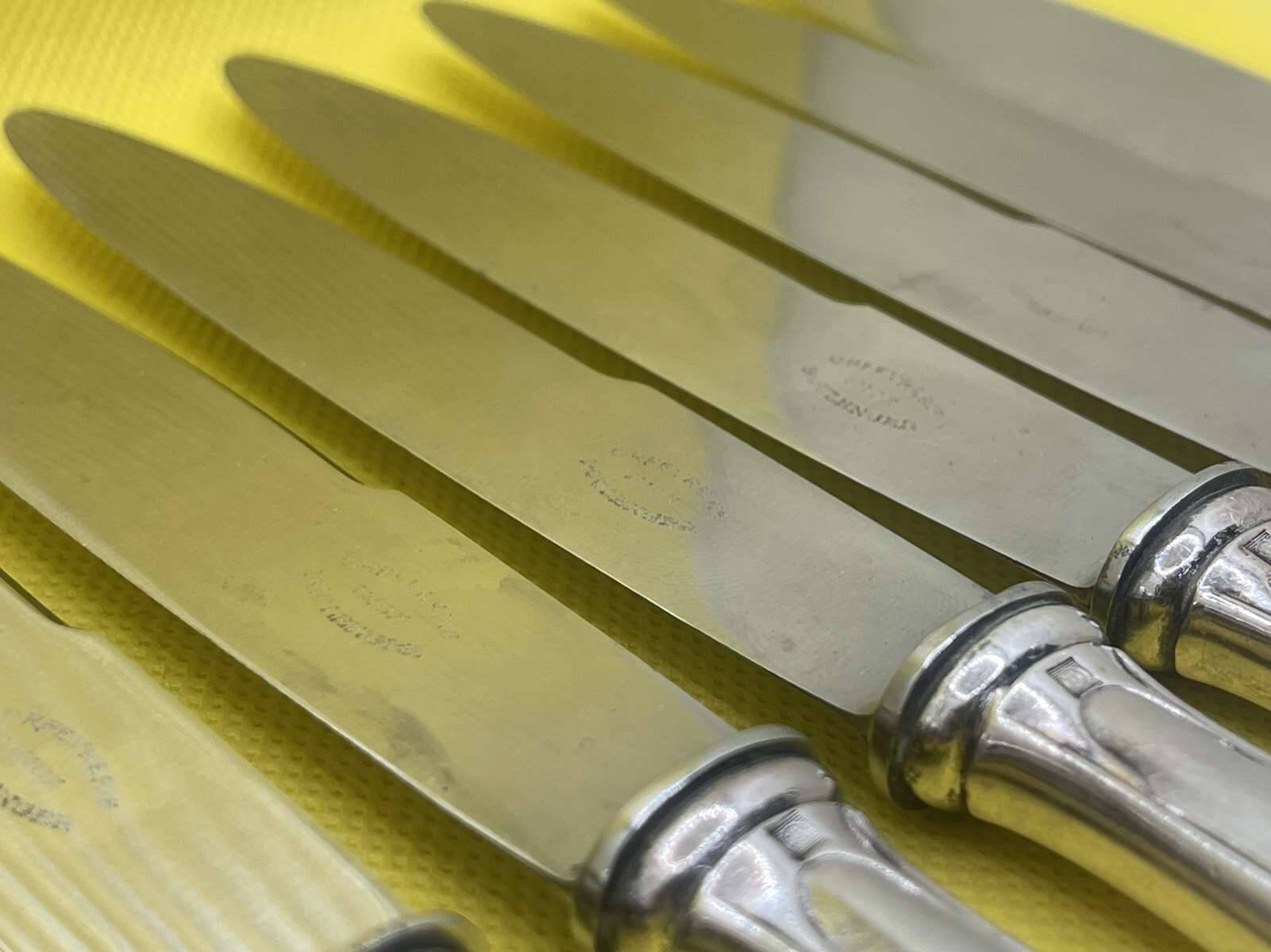 Set of 12 BOULENGER dessert knives in silver metal