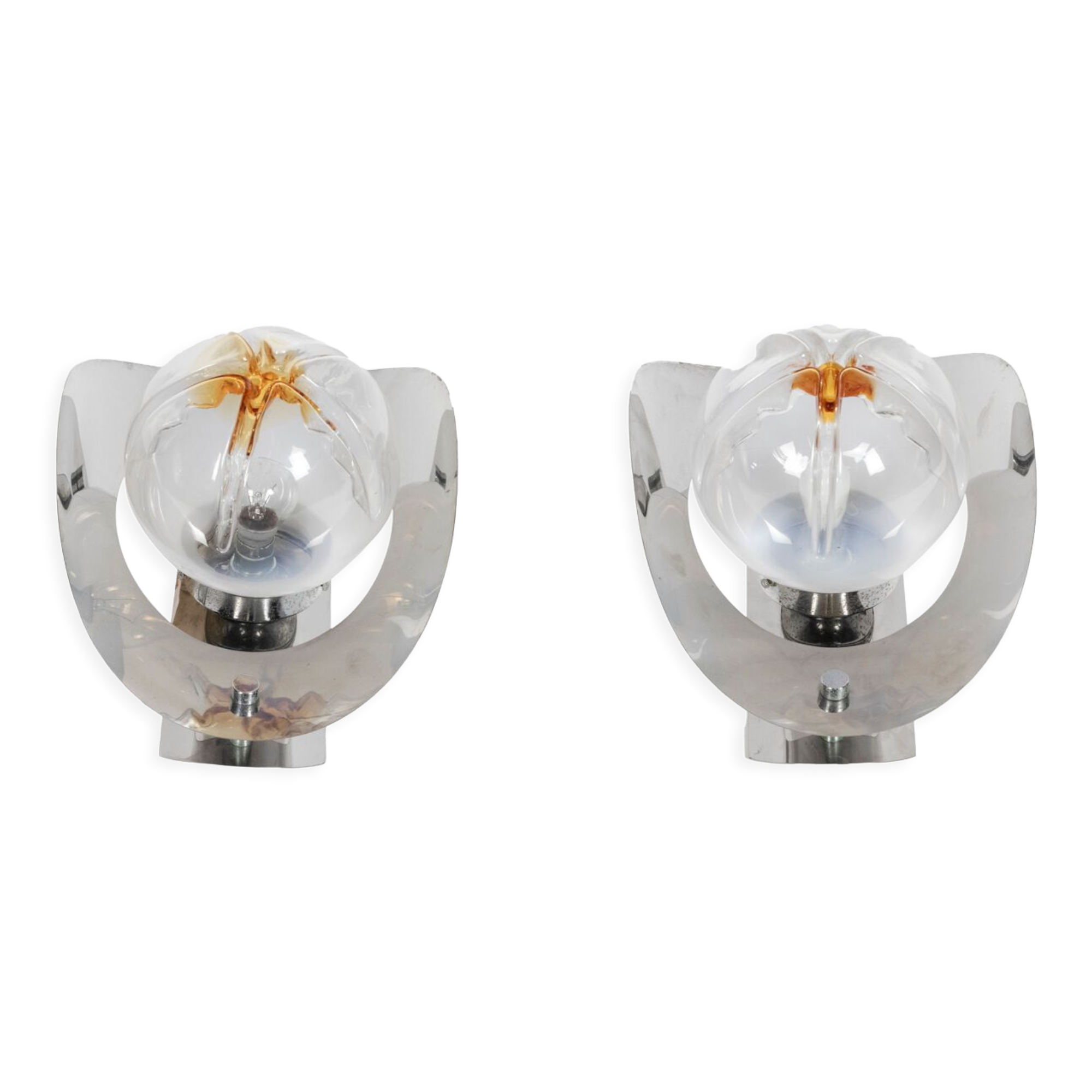 Mazzega, Pair of Murano glass sconces, 1970s