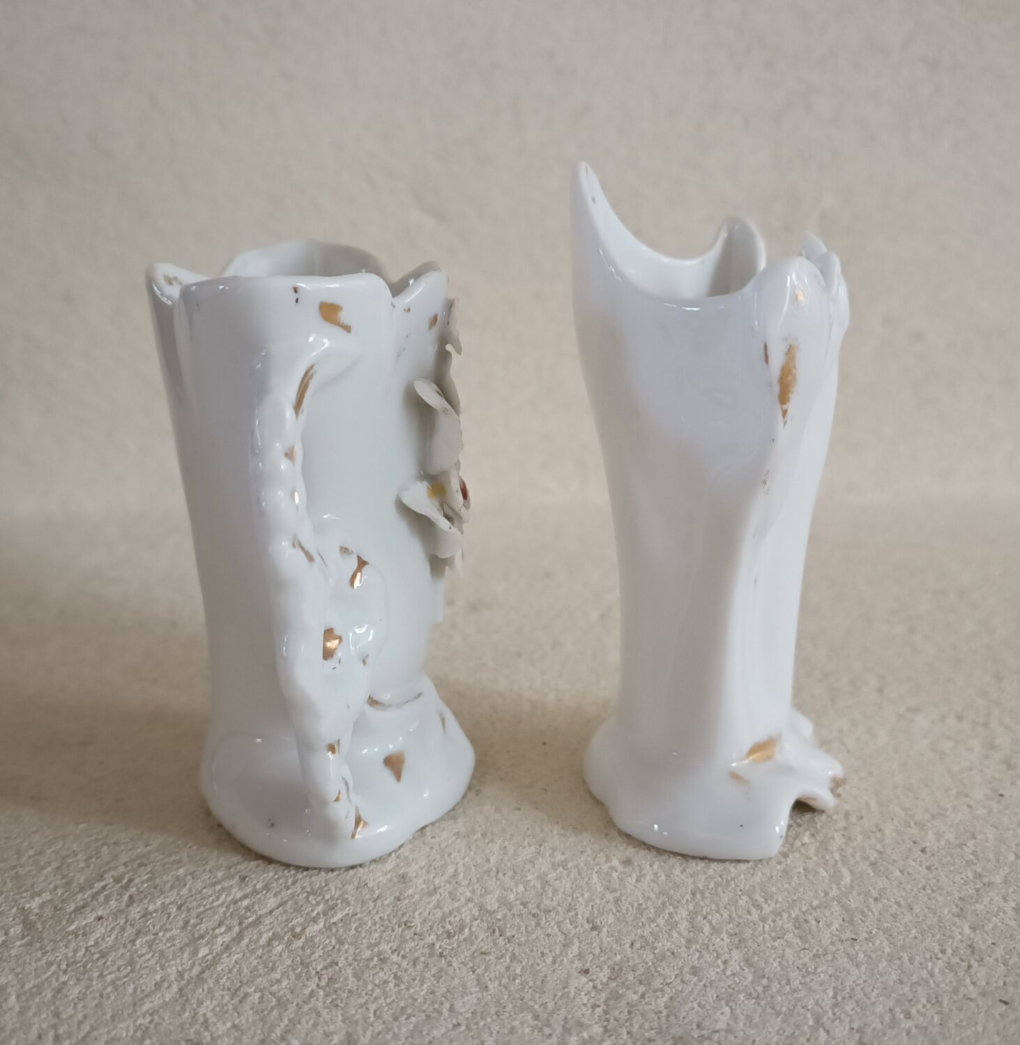 2 small bridal vases