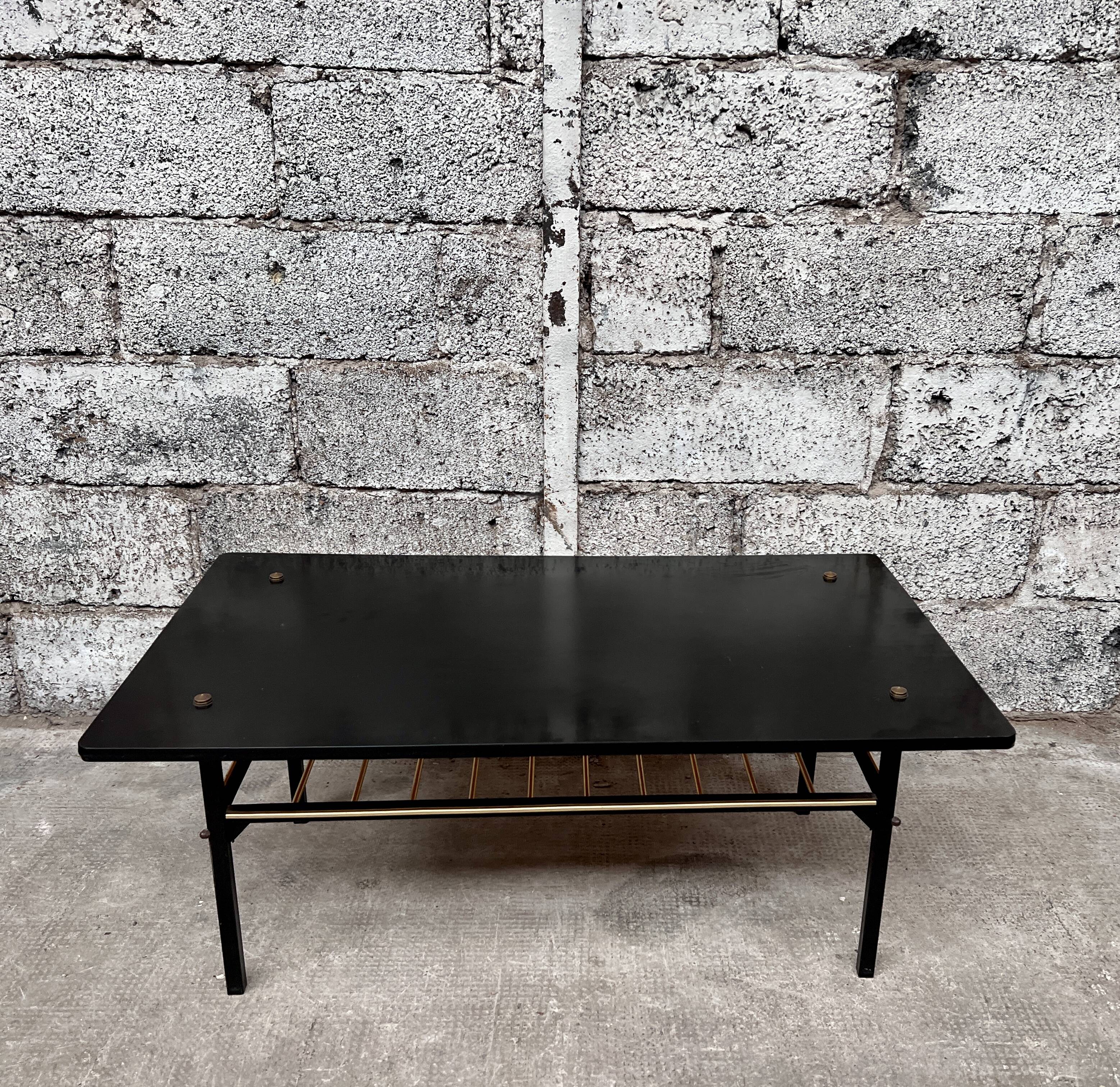 Table noir basse Formica noir vintage design