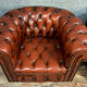 Pair of Chesterfield club armchairs in burgundy circa circa 1920 upholstered leather