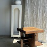 Table d'appoint carrée piètement quadripode à entretoise de style moderniste