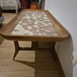 Marble and wood coffee table