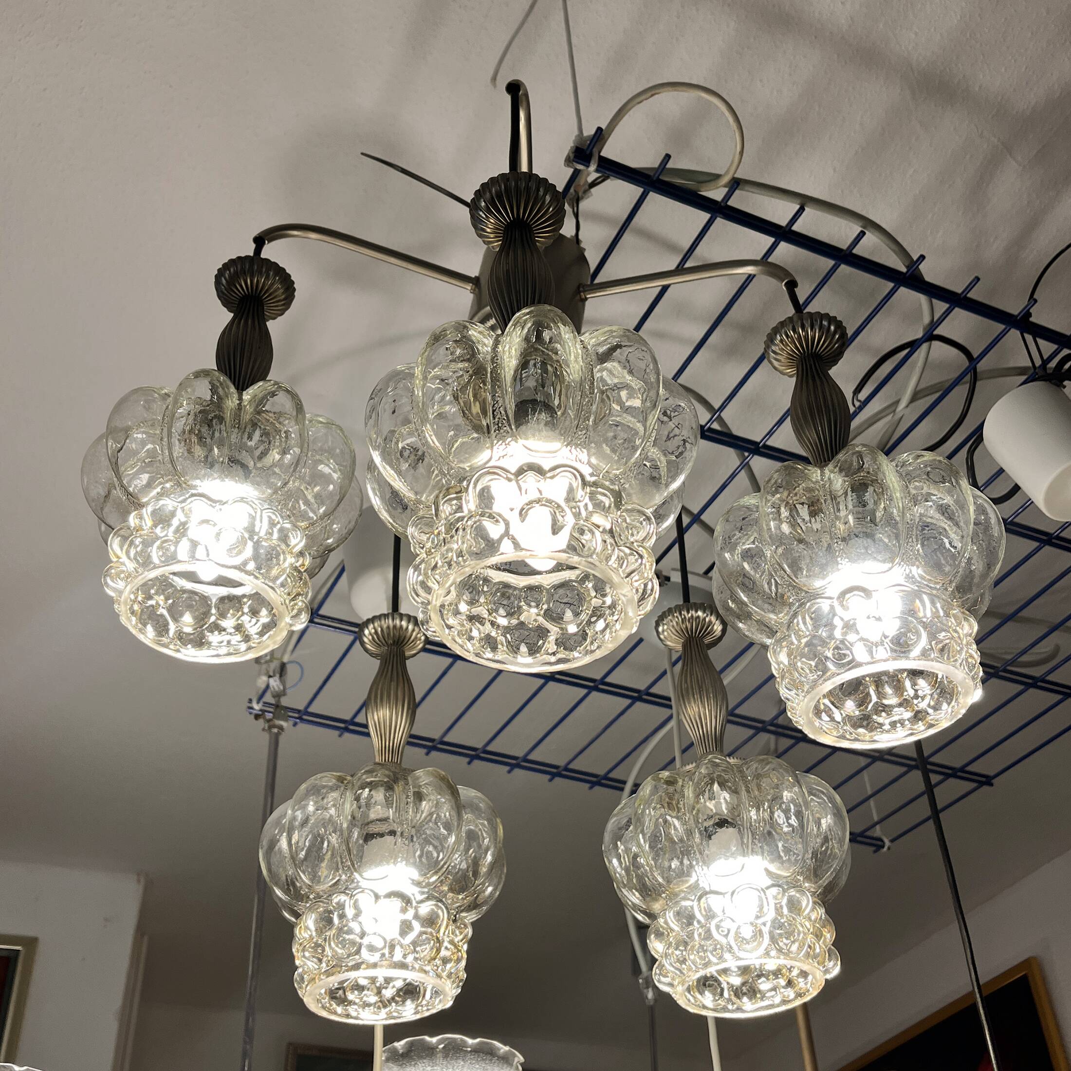 Mid-century modern cascade chandelier veb narva leuchten, germany, 1970s.