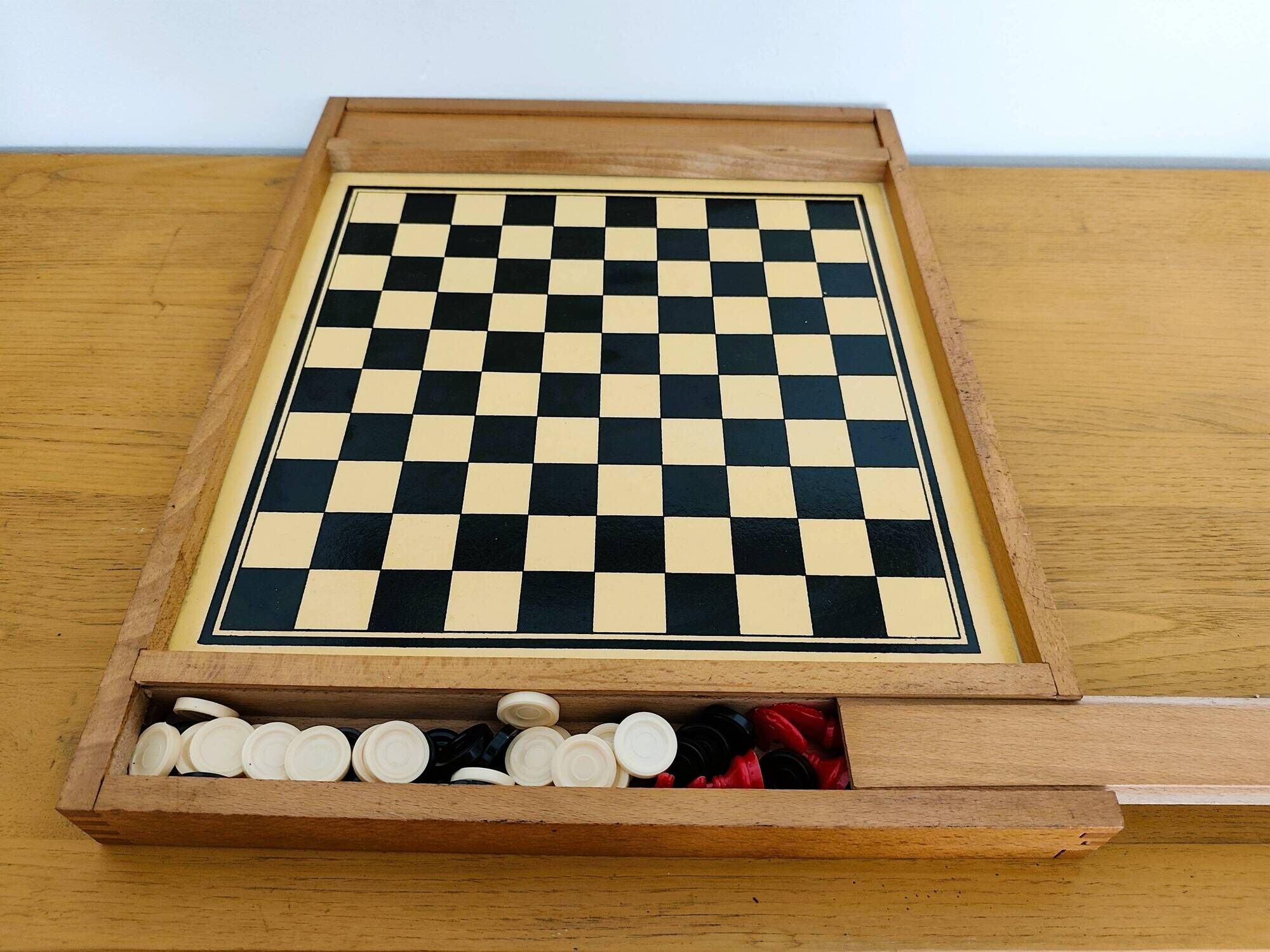 Reversible vintage wooden game board