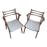 Paire de fauteuil pieds compas années 50.