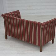 1960s, Danish 2-seater sofa, striped red/multicolor furniture wool.
