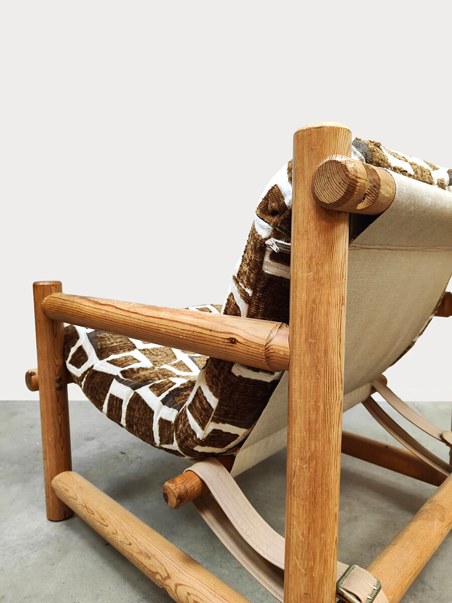 Scandinavian vintage pine lounge chair Hameen Kalustaja