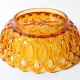 Rare Vintage Amber Honey Glass Fruit Bowl / Italy / 1950s
