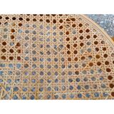 3 wooden and cane stools