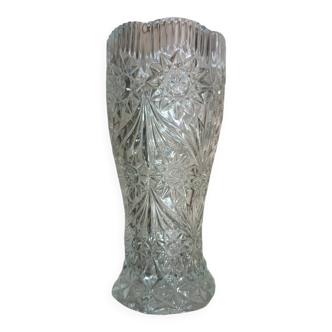 Vintage pressed glass vase, a decorative and elegant piece.