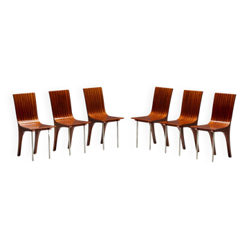 Postmodern Walnut Dining Chairs, Italy, 1980s