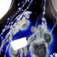 Large vintage purple art glass vase with silver glitter inclusions.