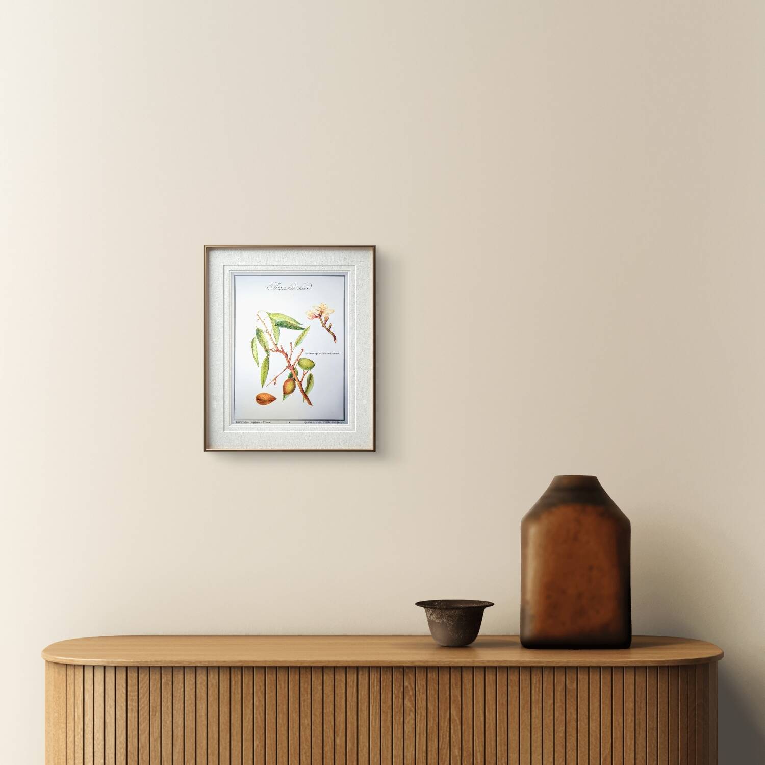 Printed in 1986, botanical plate of the Almond tree