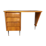 Bureau vintage design en bois clair années 50 60