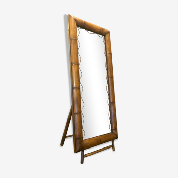Bamboo standing mirror