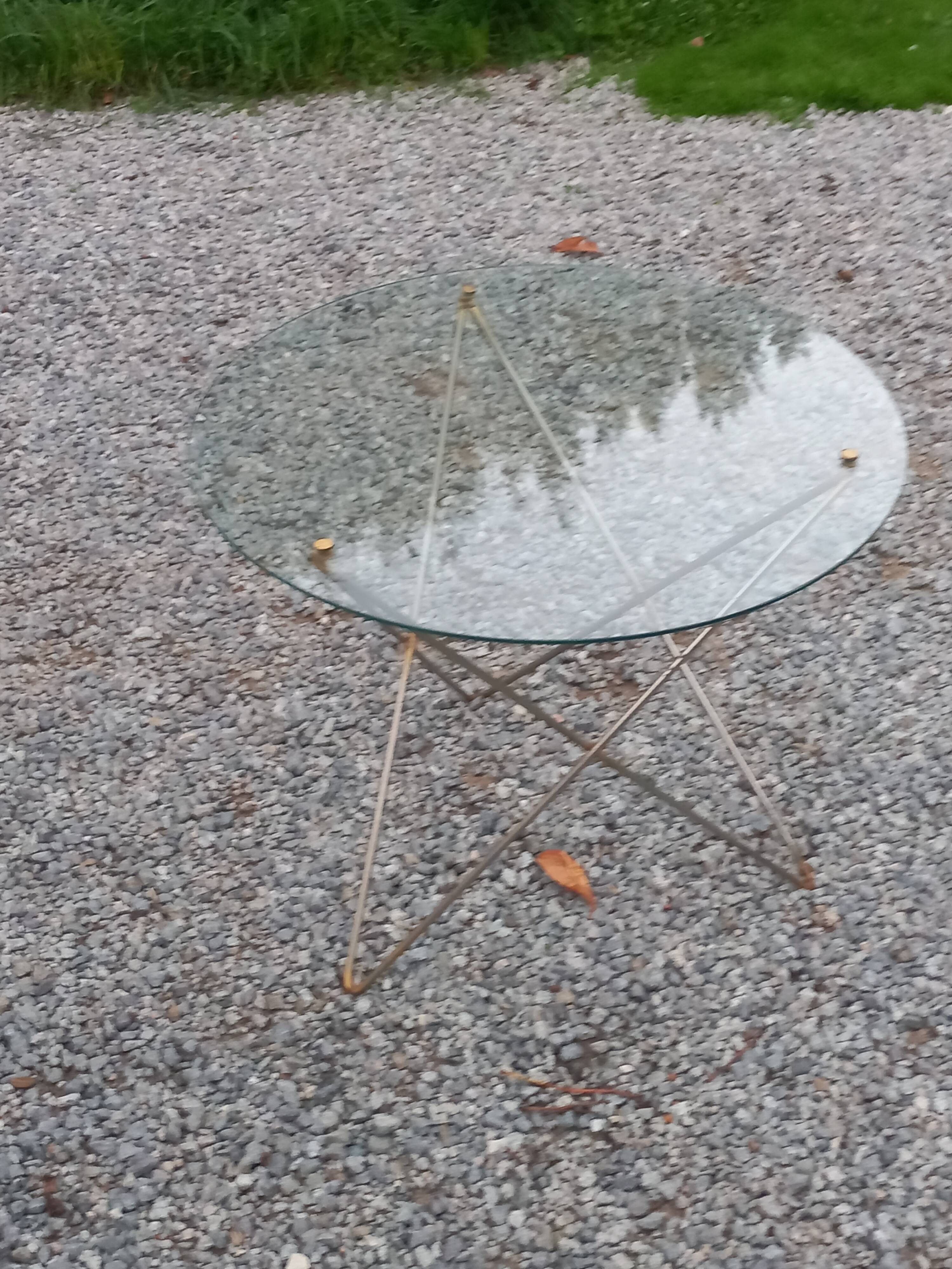 Florent Lasbleiz vintage coffee table in glass and metal