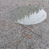 Florent Lasbleiz vintage coffee table in glass and metal