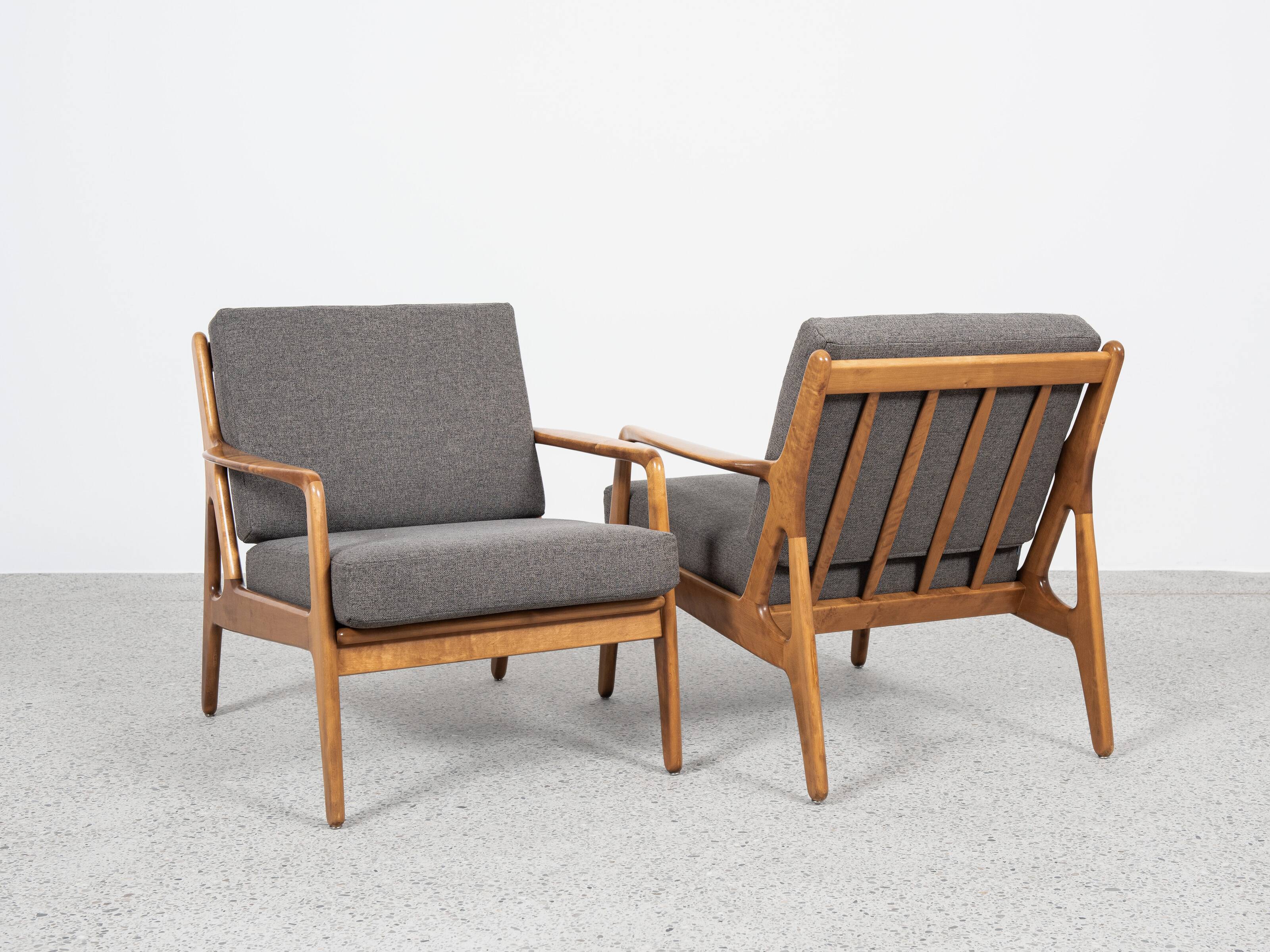 Midcentury Danish pair of easy chairs by Arne Vodder 1960s