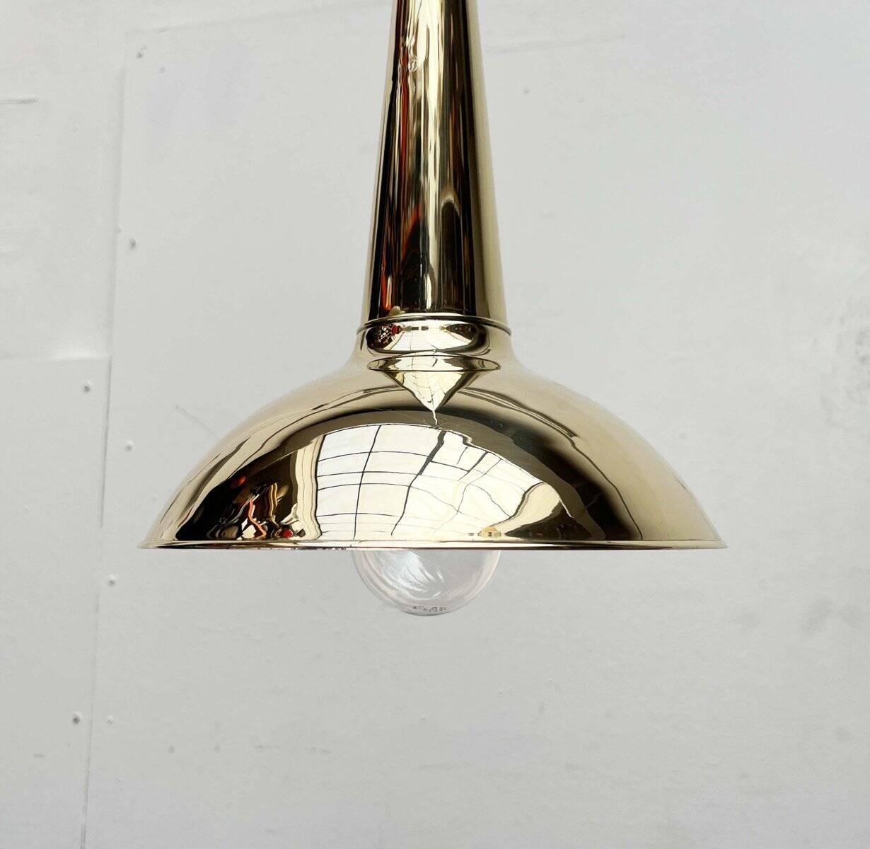 Danish mid-century brass cone pendant lamps, 1950s, set of 2.