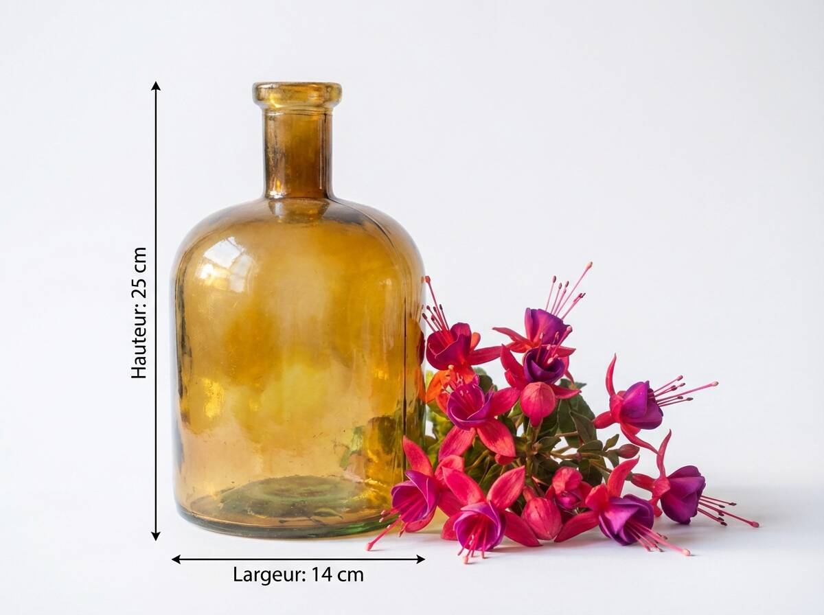 Vintage amber glass bottle – dame jeanne decor – flea market style