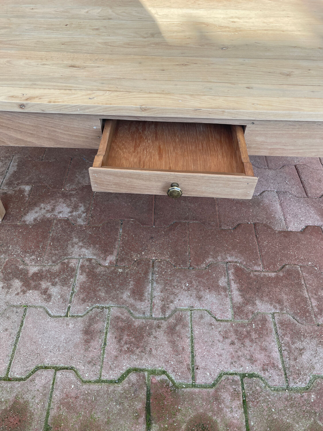 Wooden coffee table with drawer