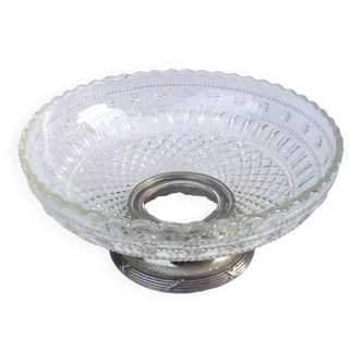 Glass and metal fruit bowl on pedestal, 1930s