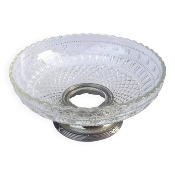Glass and metal fruit bowl on pedestal, 1930s
