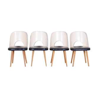 Black and white Oswald Haerdtl dining chairs - 1950s Czechia