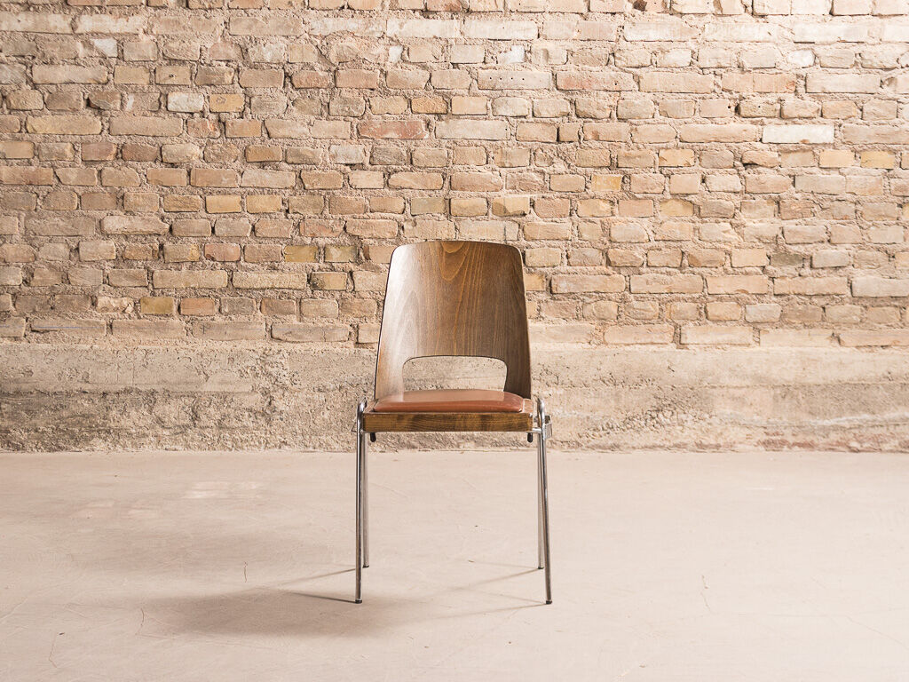 Set of 4 Jomain Baumann chairs, seat in imitation leather cognac, circa 1960