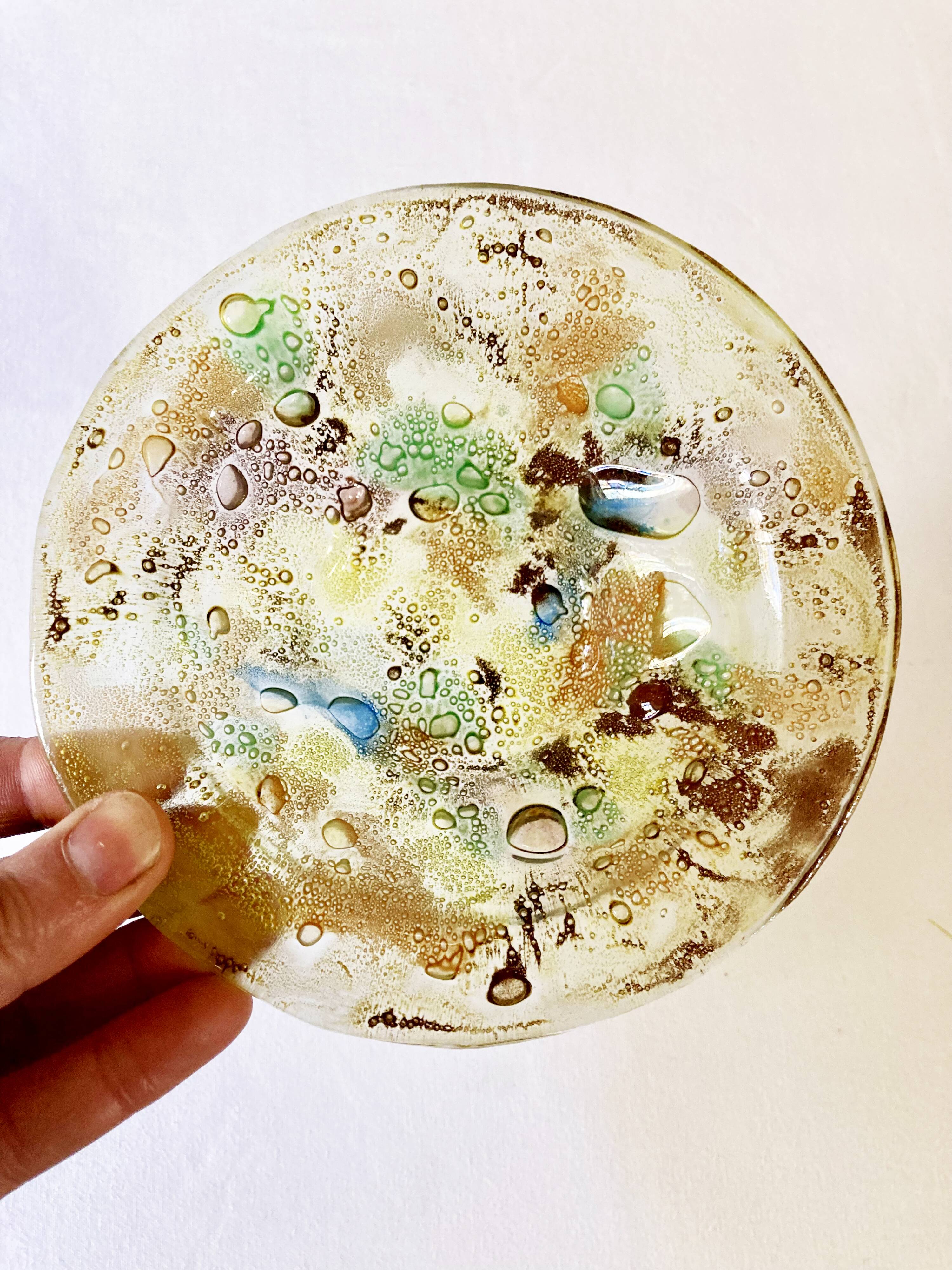 Salad bowl and 6 bowls in artisanal glass