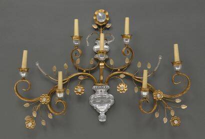 Large seven-light wall light, attributed to Maison Baguès