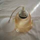 Striated tulip-shaped pendant light, in smoked glass