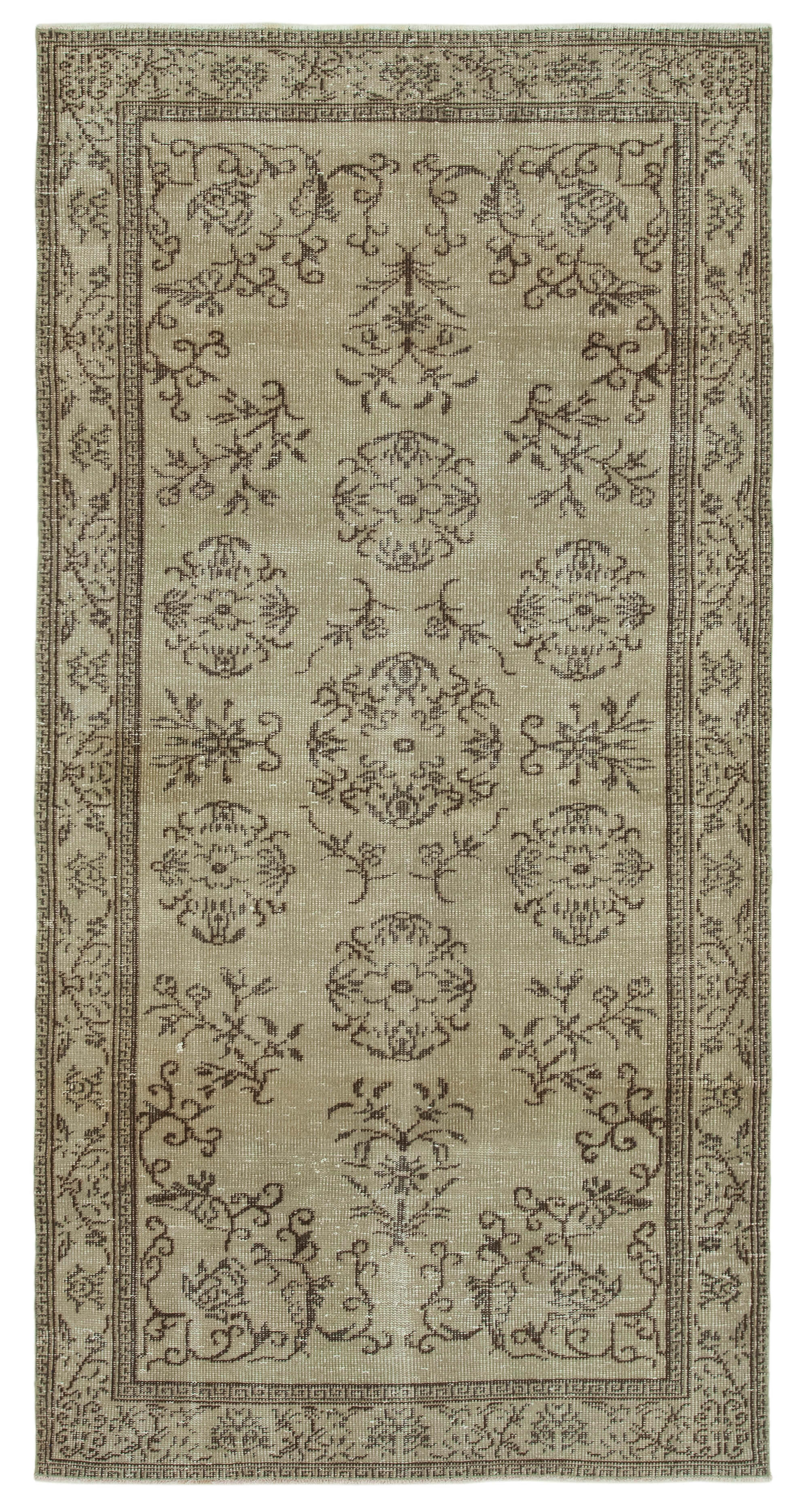 Handwoven anatolian beige carpet 140 cm x 275 cm