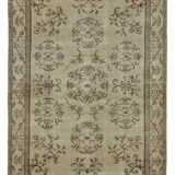 Handwoven anatolian beige carpet 140 cm x 275 cm
